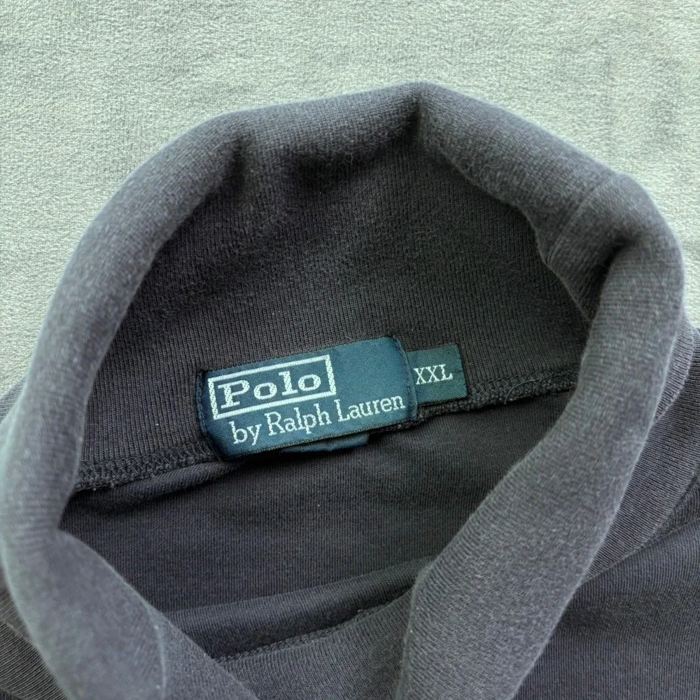Vtg Polo Ralph Lauren Mens XXL Navy Blue Long Sleeve Turtleneck Pony Logo Shirt